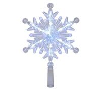 Cimier de sapin en forme de flocon de neige avec 10 décorations en cristal en forme de stalactites en cristal - Étoile lumineuse à DEL à piles pour décorations de Noël, décoration d'intérieur, fête à