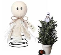 Cimier miniature en forme de corbeau avec base à ressort - Cadeau idéal pour collègues, voisins, maison, fête d'Halloween, décorations à faire soi-même (fantôme A) (fantôme A)