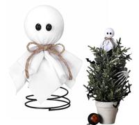 Cimier miniature en forme de corbeau avec base à ressort - Cadeau pour collègues, voisins, maison, fête d'Halloween, décorations à faire soi-même (fantôme B) (fantôme B)