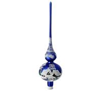 Cimier Sapin de Noël Bleu Paysage enneigé Verre soufflé 35 cm