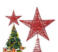Cimier Sapin De Noël Etoile, Glitter Christmas Tree Top Decoration Star, Étoile décorative pour Arbre de Noël, pour Les décorations de Sapin de Noël pour Les fêtes de Famille (Rouge)
