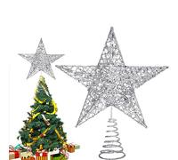 Cimier Sapin De Noël Etoile, Glitter Christmas Tree Top Decoration Star, Étoile décorative pour Arbre de Noël, pour Les décorations de Sapin de Noël pour Les fêtes de Famille (Argent)