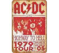 Cimily A-C-D-C Highway to Hell Live 1979 Tour Étain rétro Signe Vintage Affiche Plaque Murale décor pour Bar café Jardin Chambre Bureau hôtel 20X30 cm
