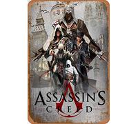 Cimily Assassins Creed Poster Étain rétro Signe Vintage Affiche Plaque Murale décor pour Bar café Jardin Chambre Bureau hôtel 20X30 cm