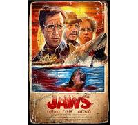Cimily Jaws Movie Poster II Signes en étain Affiche en métal rétro Garage Maison Jardin Mur fête d'anniversaire Bar café Cuisine Vintage décoration Murale Art