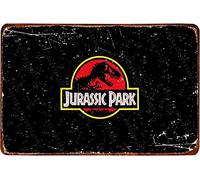 Cimily Jurassic Park Logo Étain rétro Signe Vintage Affiche Plaque Murale décor pour Bar café Jardin Chambre Bureau hôtel 20X30 cm