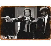 Cimily Pulp Fiction Duo Guns John Travolta Samuel Jackson Tarantino Étain rétro Signe Vintage Affiche Plaque Murale décor pour Bar café Jardin Chambre Bureau hôtel 20X30 cm