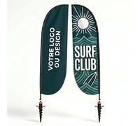 Cimpress Drapeau plume personnalisé 2,8m, ajoutez votre logo ou texte, drapeau publicitaire double face beach flag avec mât pour publicité extérieure, événements, restauration, immobilier