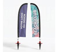Cimpress Drapeau voile personnalisé 2 m, ajoutez votre logo ou texte | Drapeau publicitaire double face beach flag avec mât pour publicité extérieure, événements, immobilier
