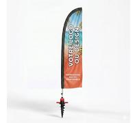 Cimpress Drapeau voile personnalisé 4 m, ajoutez votre logo ou texte, drapeau publicitaire double face beach flag avec mât pour publicité extérieure, événements, restauration, immobilier