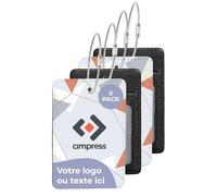 Cimpress Étiquettes valise personnalisées avec logo ou texte, tag bagage en polyester, lot de 5, blanc, 7 x 10 cm, avec carte d’adresse, étiquettes de voyage pour événements et voyages d’entreprise