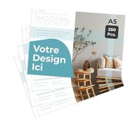 Cimpress Flyers Publicitaires Personnalisés A5 Horizontal, Impression Mat, Pack de 250, Téléchargez Votre Design pour Communication Professionnelle