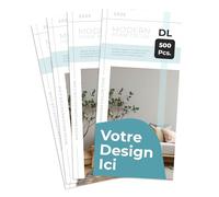 Cimpress Flyers Publicitaires Personnalisés DL Vertical, Impression Mat, Pack de 500, Téléchargez Votre Design pour Communication Professionnelle
