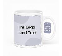 Cimpress Lot de 10 Mug Personnalisable Photo Texte, 325 ml, Blanc, Tasse A Cafe Personnalisée Prénom, Tasses d'entreprise avec son propre logo, Cadeau d'Entreprise, Collègue