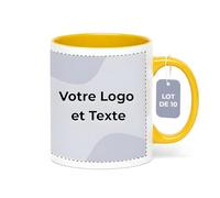 Cimpress Lot de 10 Mug Personnalisable Photo Texte, 325 ml, Jaune, Tasse A Cafe Personnalisée Prénom, Tasses d'entreprise avec son propre logo, Cadeau d'Entreprise, Collègue