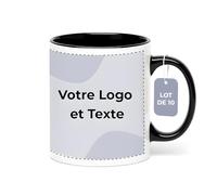 Cimpress Lot de 10 Mug Personnalisable Photo Texte, 325 ml, Noir, Tasse A Cafe Personnalisée Prénom, Tasses d'entreprise avec son propre logo, Cadeau d'Entreprise, Collègue