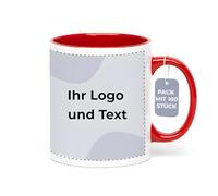 Cimpress Lot de 100 Mug Personnalisable Photo Texte, 325 ml, Rouge, Tasse A Cafe Personnalisée Prénom, Tasses d'entreprise avec son propre logo, Cadeau d'Entreprise, Collègue