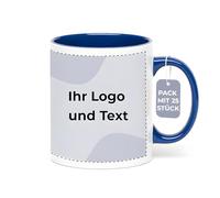 Cimpress Lot de 25 Mug Personnalisable Photo Texte, 325 ml, Bleu, Tasse A Cafe Personnalisée Prénom, Tasses d'entreprise avec son propre logo, Cadeau d'Entreprise, Collègue