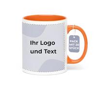 Cimpress Lot de 25 Mug Personnalisable Photo Texte, 325 ml, Orange, Tasse A Cafe Personnalisée Prénom, Tasses d'entreprise avec son propre logo, Cadeau d'Entreprise, Collègue