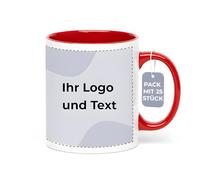 Cimpress Lot de 25 Mug Personnalisable Photo Texte, 325 ml, Rouge, Tasse A Cafe Personnalisée Prénom, Tasses d'entreprise avec son propre logo, Cadeau d'Entreprise, Collègue