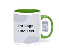 Cimpress Lot de 25 Mug Personnalisable Photo Texte, 325 ml, Vert, Tasse A Cafe Personnalisée Prénom, Tasses d'entreprise avec son propre logo, Cadeau d'Entreprise, Collègue