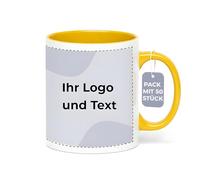 Cimpress Lot de 50 Mug Personnalisable Photo Texte, 325 ml, Jaune, Tasse A Cafe Personnalisée Prénom, Tasses d'entreprise avec son propre logo, Cadeau d'Entreprise, Collègue