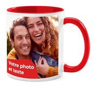 Cimpress Mug Photo Personnalisé avec Texte, Tasse en Céramique 325 ml avec Anse Rouge, Cadeau de Saint-Valentin pour Lui, Elle ou un Couple, Idée Unique pour la Maison ou le Bureau