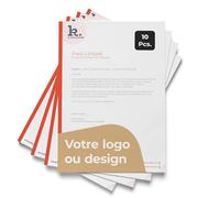Cimpress Papier à en-tête personnalisé A4, Papeterie entreprise avec logo imprimé, Format 210x297mm FSC, Packs de 10, 50, 100 ou 250 feuilles (10)