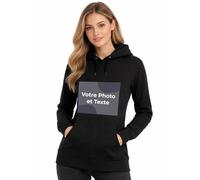 Cimpress Sweat à Capuche Femme Personnalisé, Taille M, Noir, Ajoutez Logo, Texte ou Image, Impression Frontale Uniquement, Idéal pour événements, équipes, Anniversaires, Cadeaux de Noël