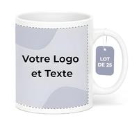 Cimpress Tasses d'entreprise avec son propre logo concevoir des cadeaux d'anniversaire d'entreprise pour les collègues Marchandise B2B Cadeaux photo personnalisés (Blanc, Lots de 25)