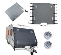 cimsfcor Housse de protection pour remorquage avant de caravane, 4 couches, respirante, épaisse, imperméable, résistante aux UV, housse de protection pour attelage de caravane avec 2 lumières LED