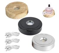cimsfcor Lot de 3 bases lumineuses LED rondes rotatives de 11,5 cm - Type C et charge de la batterie - 8 modes d'éclairage - Base de lumière rotative multicolore pour verre transparent, résine et