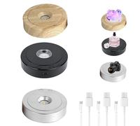 cimsfcor Lot de 3 bases lumineuses LED rondes rotatives, socle d'affichage LED de 11,5 cm, charge de batterie de type C/8 modes d'éclairage, base lumineuse ronde multicolore pour travaux manuels en