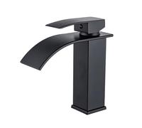 Cimvidi Robinet Cascade, Robinet D'évier de Salle de Bain en Acier Inoxydable Noir, Finition Polie, Économiseur d'Eau, Montage sur Pont, 1 Trou, 1 Levier, Cascade, 26 x 21 x 7,3 cm