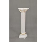 Cinar Colonne Méandre - Table d'Appoint Marbrée - Décorative - 76 cm - Style Grec Antique Rétro Rococo Baroque - Peint à la Main