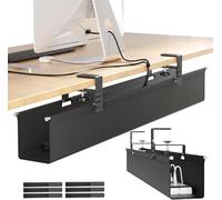 Cinati Grand plateau de gestion des câbles sous le bureau, sans perçage, cache de cordon en tissu de 72,1 cm pour organiseur de fils, organiseur de cordons pour bureau, maison, prend en charge jusqu'à