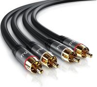 Cinch Stereo Audio Cable 1m-Aux input coaxial cable-2 x RCA male to 2 x RCA male-Precision gold-plated plugs-Continuous shielding-Oxygen-free copper conductor