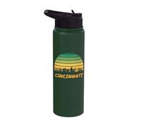 Cincinnati, Ohio | Paysage urbain vintage coucher de soleil Stainless Steel Insulated Water Bottle