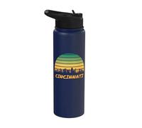 Cincinnati, Ohio | Paysage urbain vintage coucher de soleil Stainless Steel Insulated Water Bottle