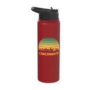 Cincinnati, Ohio | Paysage urbain vintage coucher de soleil Stainless Steel Insulated Water Bottle