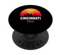 Cincinnati Ohio Vintage Sunset Retro City State USA PopSockets PopGrip Adhésif