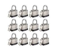 CINCINNO Lot de 12 cadenas en acier laminé nickelé avec clés identiques de 40 mm, corps de 4,5 cm de large, anse de 2,5 cm avec clés