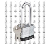 CINCINNO Lot de 72 serrures avec clés en acier laminé robuste avec clé, cadenas à manille de 5,1 cm de long avec même clé pour portails, unité de rangement, abris de jardin, garages