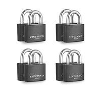 CINCINNO Lot de 8 cadenas recouverts en aluminium avec clé, 4,5 cm avec la même clé, serrure à clé pour l'extérieur