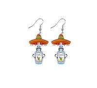 Cinco de Mayo Boucles d'oreilles mexicaines pour femme Pinatas Sombrero Fiesta Boucles d'oreilles pendantes amusantes, raquette de poivre, boucles d'oreilles arc-en-ciel chapeau de cheval mexicain
