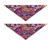Cinco De Mayo Carnaval Day of Dead - Bandanas pour chien - Forme unique - Ajustement réglable - Triangle - Ensemble de vacances pour chiens et chats