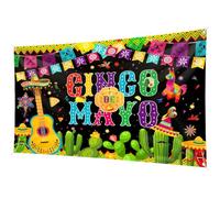 Cinco de Mayo - Grande toile de fond en tissu - Décoration mexicaine pour cabine photo - 198 x 100 cm
