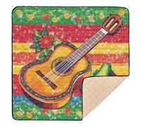Cinco de Mayo Tapis de sol rembourré doux avec guitare, avocat, style mexicain, lavable pour bébés et tout-petits, 127,7 x 152,7 cm