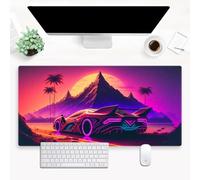 Cindasun Tapis de Souris Punk Rose Violet Néon Coucher de Soleil - Grand Tapis de Bureau Cool Futuriste pour Jeu et Clavier