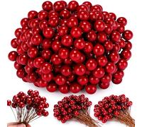 Cindeer 500 Pièces Fausses Baies Artificielles 10 mm Mini Décoration de Baies de Noël pour Décorations d'arbre de Noël Artisanat Mariage Vacances Hiver Décoration de Maison(Bordeaux)